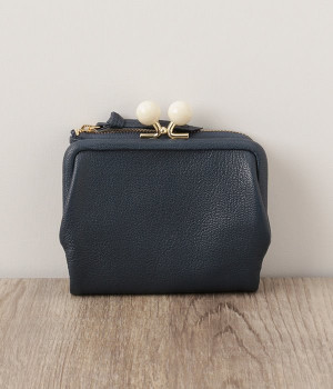 一部コラボ｜二つ折りがま口財布(ネイビー-ONESIZE)