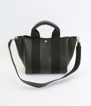 太ショルダー付き　2wayテープトートバッグ(ブラック-ONESIZE)