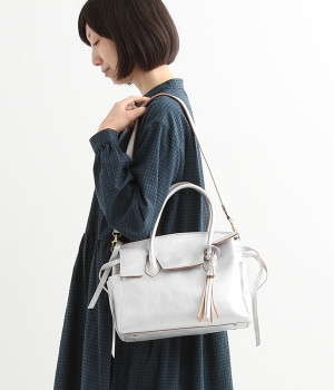 姫路オイルレザー　2wayバーキン S(シルバー-ONESIZE)