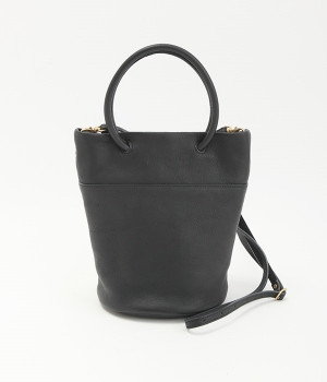 姫路レザー丸手　縦長2wayトートバッグ(ブラック-ONESIZE)