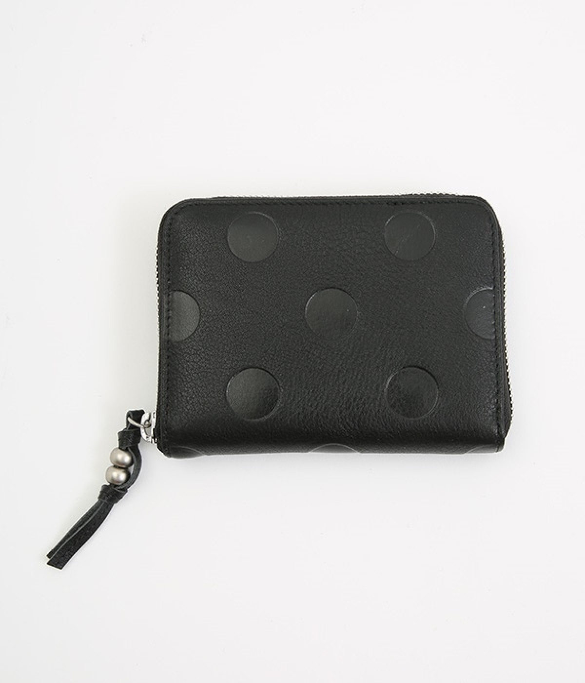 ドット型押ラウンドパームフィットウォレット(ブラック-ONESIZE)