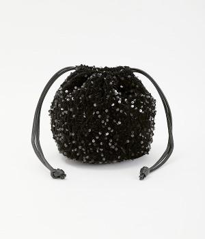ベルベットスパンコール巾着(ブラック-ONESIZE)