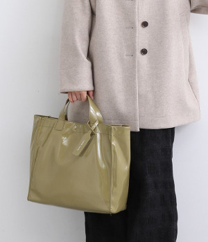 ソフトエナメル　ショッパーバッグ(ライトグリーン-ONESIZE)