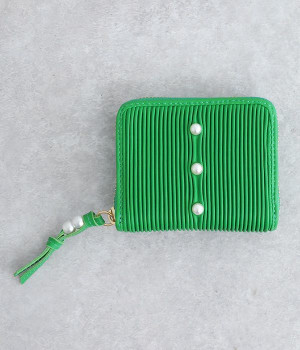 シーププリーツ　スキミング防止カードウォレット(グリーン-ONESIZE)