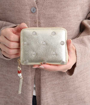 アクリル玉　ラウンドパームフィットウォレット(ゴールドドット-ONESIZE)