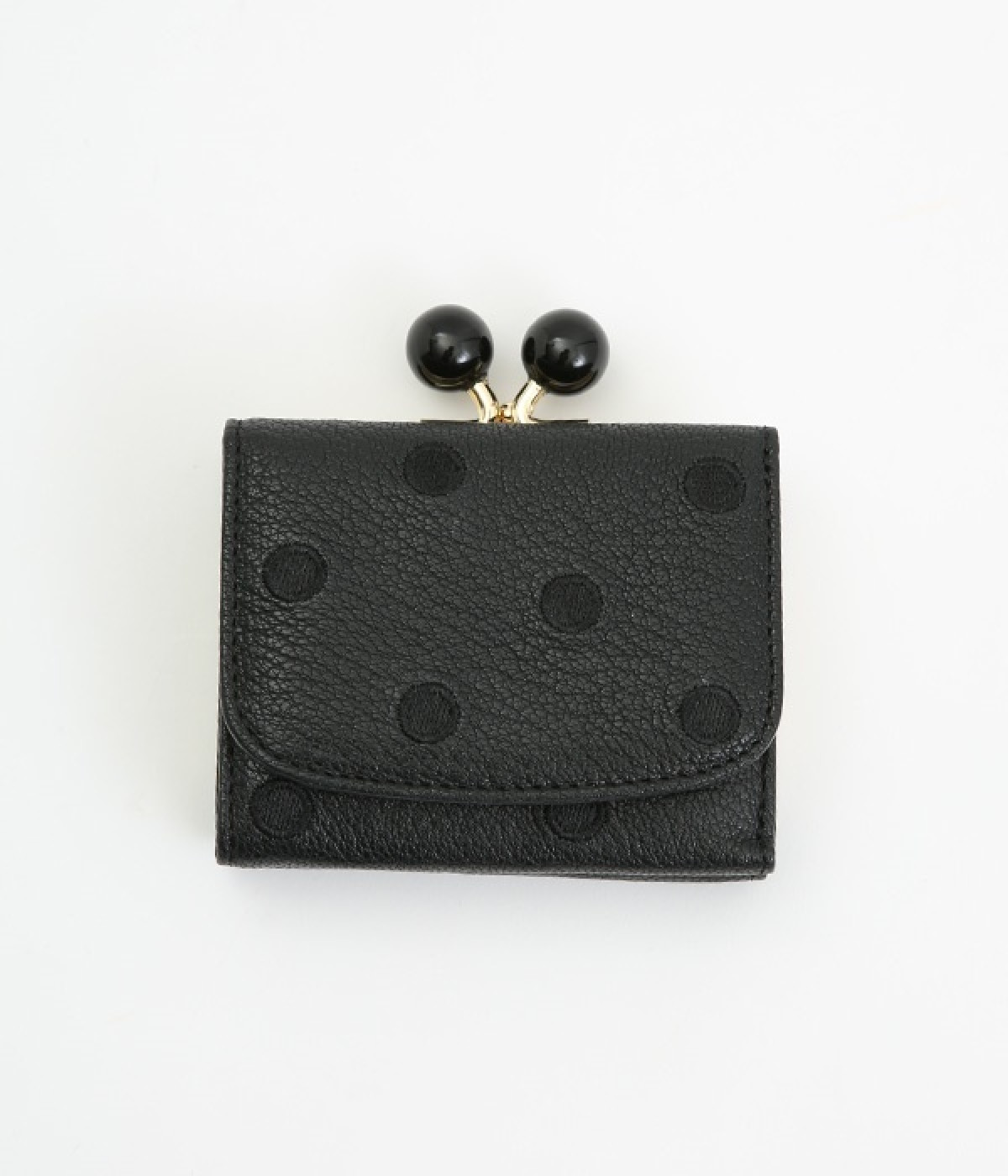アクリル玉　三つ折りウォレット(ブラックドット-ONESIZE)