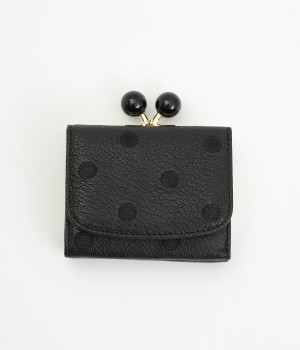 アクリル玉　三つ折りウォレット(ブラックドット-ONESIZE)