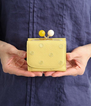 アクリル玉　三つ折りウォレット(イエロードット-ONESIZE)