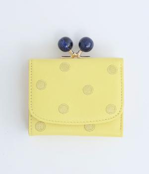 アクリル玉　三つ折りウォレット(ライトイエロードット-F)