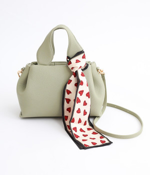 スカーフ付 ラウンドミニショルダー(グリーン-ONESIZE)