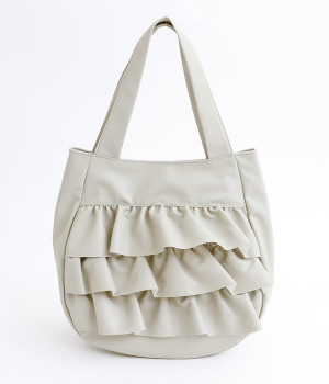 PUフリルトート(ライトグレー-ONESIZE)