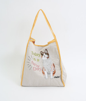 アニマル刺繍トート(イエロー-ONESIZE)