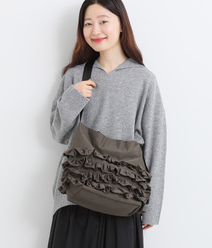 ナイロン　フリル2WAYトート(ブラウン-ONESIZE)