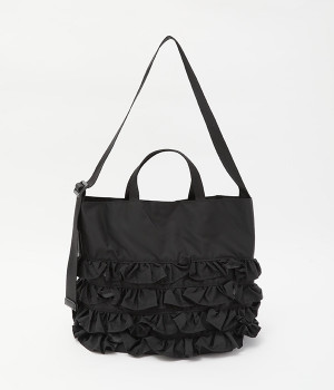 ナイロン　フリル2WAYトート(ブラック-ONESIZE)