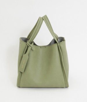 ミニショルダー付ソフトレザー調ミニバッグ(グリーン-ONESIZE)