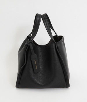 ミニショルダー付ソフトレザー調ミニバッグ(ブラック-ONESIZE)