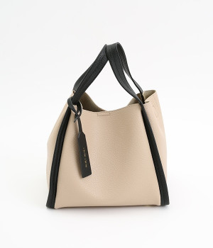 ミニショルダー付ソフトレザー調ミニバッグ(ベージュミックス-ONESIZE)