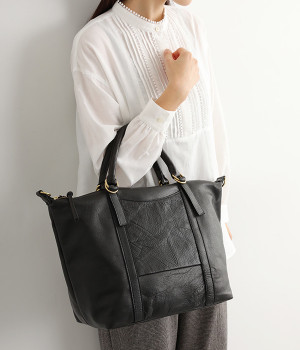 ガーメントレザー　サスティナブル2WAYボストン　S(ブラック-ONESIZE)