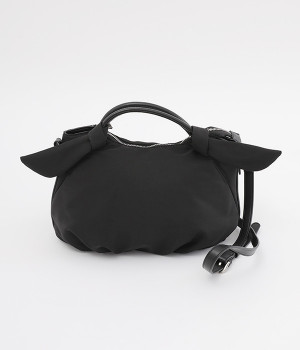 下がりリボン ナイロン2WAYミニトート(ブラック-ONESIZE)