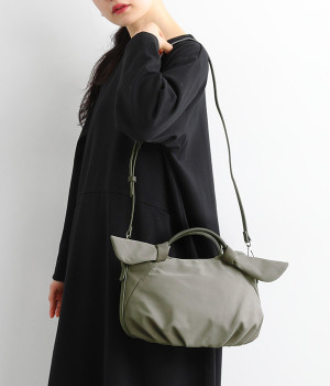 下がりリボン ナイロン2WAYミニトート(グレー-ONESIZE)