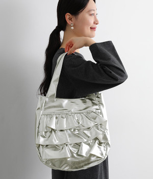 PUフリルトート(シルバー-ONESIZE)