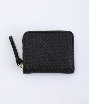 レザーメッシュ　ジャバラカードウォレット(ブラック-ONESIZE)