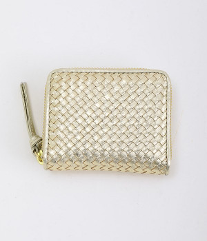 レザーメッシュ　ジャバラカードウォレット(ゴールド-ONESIZE)