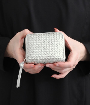 レザーメッシュ　ジャバラカードウォレット(シルバー-ONESIZE)