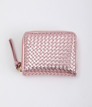 レザーメッシュ　ジャバラカードウォレット(ピンク-ONESIZE)