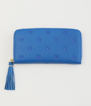 牛革ドット刺繍ラウンド長財布