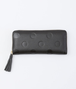 ドット型押し ジャバラ長カードウォレット(ブラック-ONESIZE)