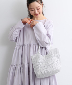 メタリック　コード編みトート