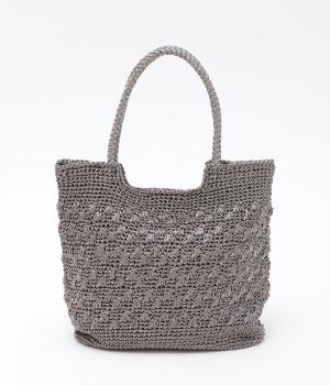 メタリック　コード編みトート(ダークシルバー-F)