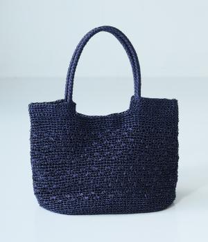 メタリック　コード編みトート(ネイビー-F)