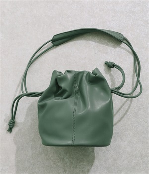 ソフト巾着 ショルダーバッグ(グリーン-ONESIZE)