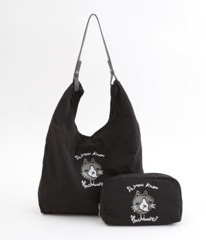 アニマルドローイング刺繍ナイロントート(ブラック-ONESIZE)