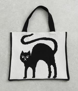 アニマルモチーフニットトート(ブラックミックス-F)