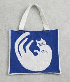 アニマルモチーフニットトート(ブルーミックス-F)