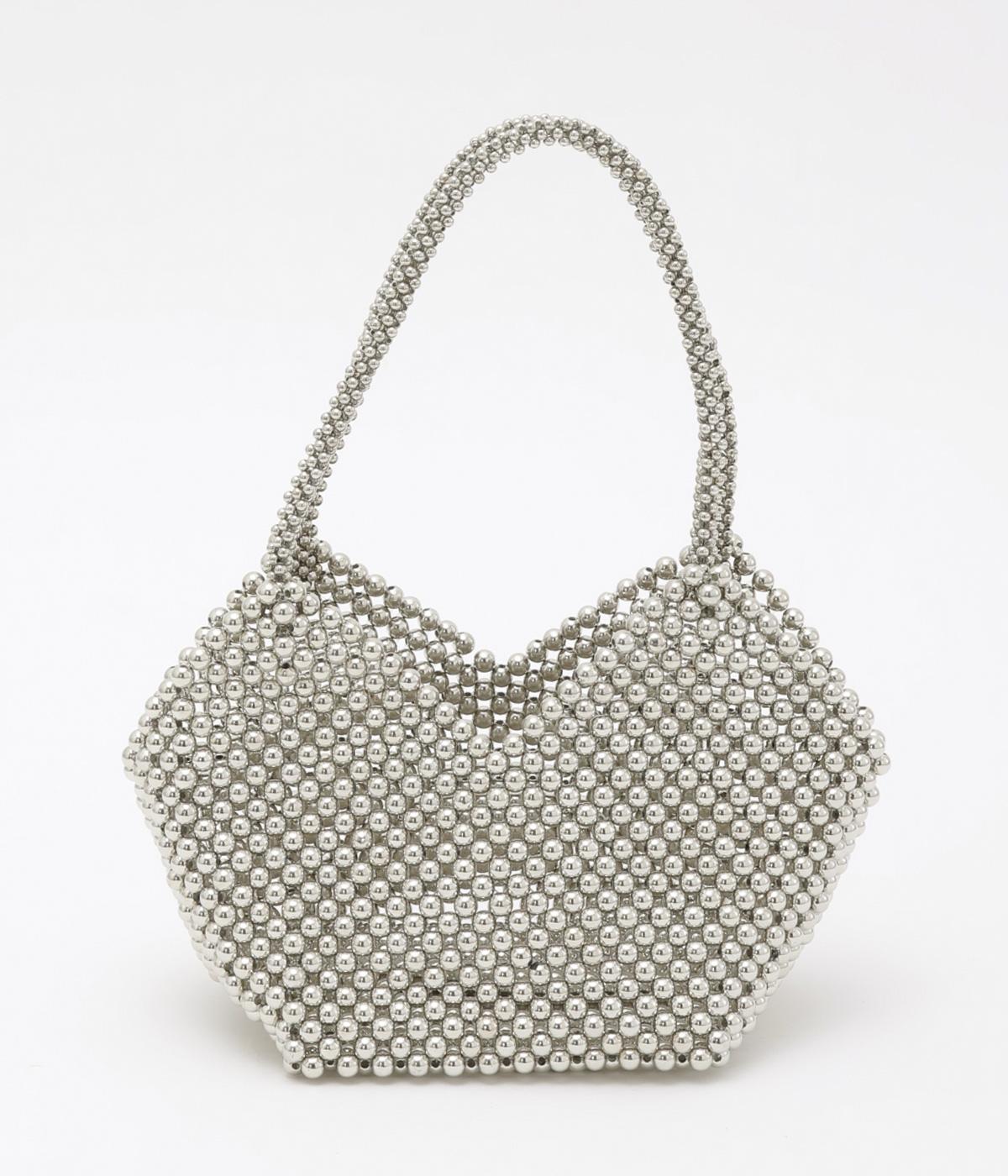 メタルビーズハートバッグ(シルバー-F)