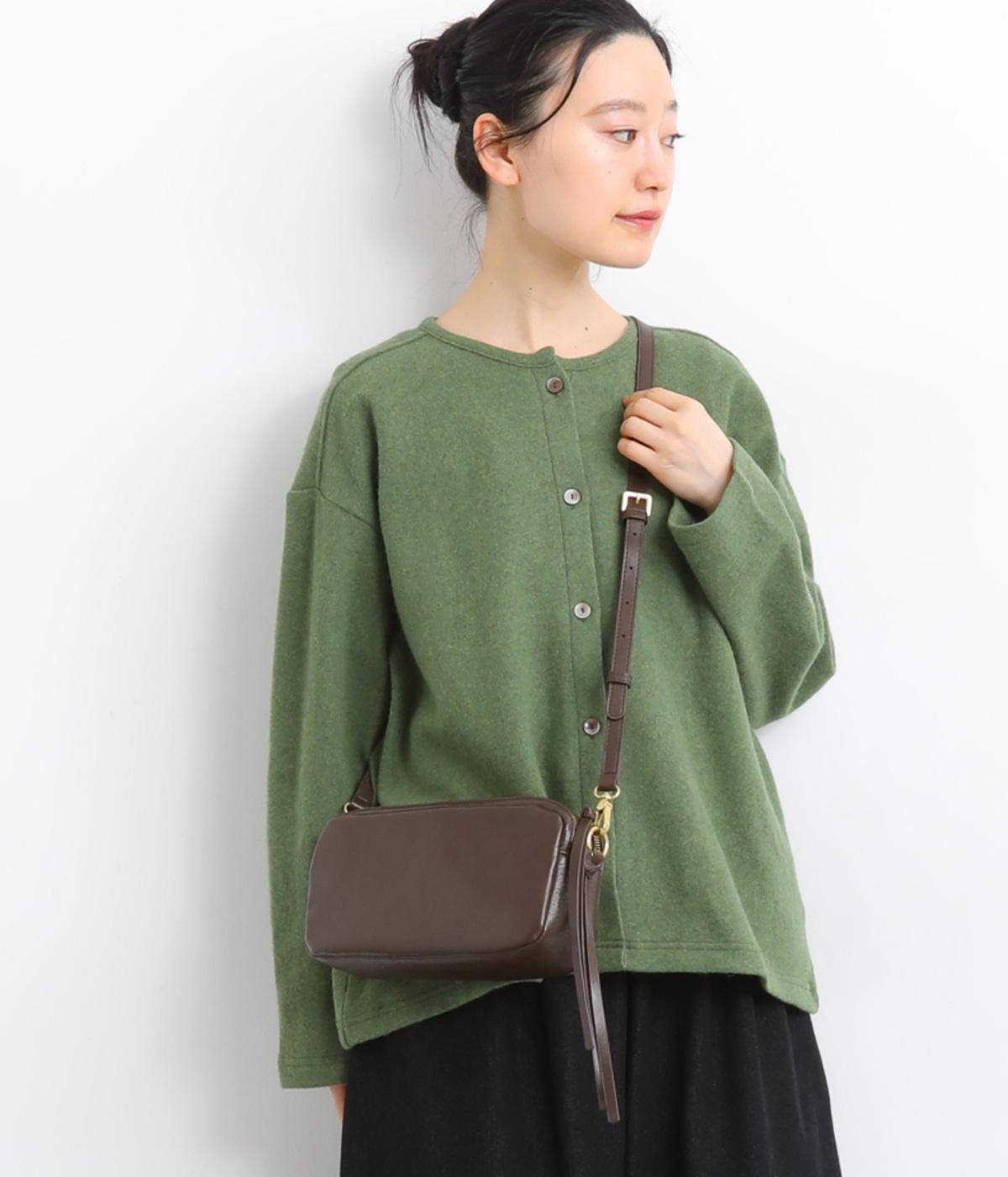 ダブルジップ2way横長ショルダー(チョコ-F)