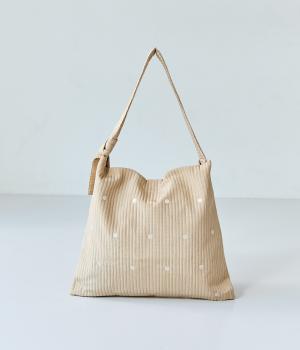ラインドットワンショルダートート(ベージュ-F)