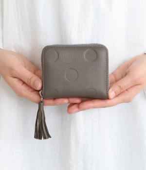 ドット型押し　スキミング防止カードウォレット(グレー-ONESIZE)