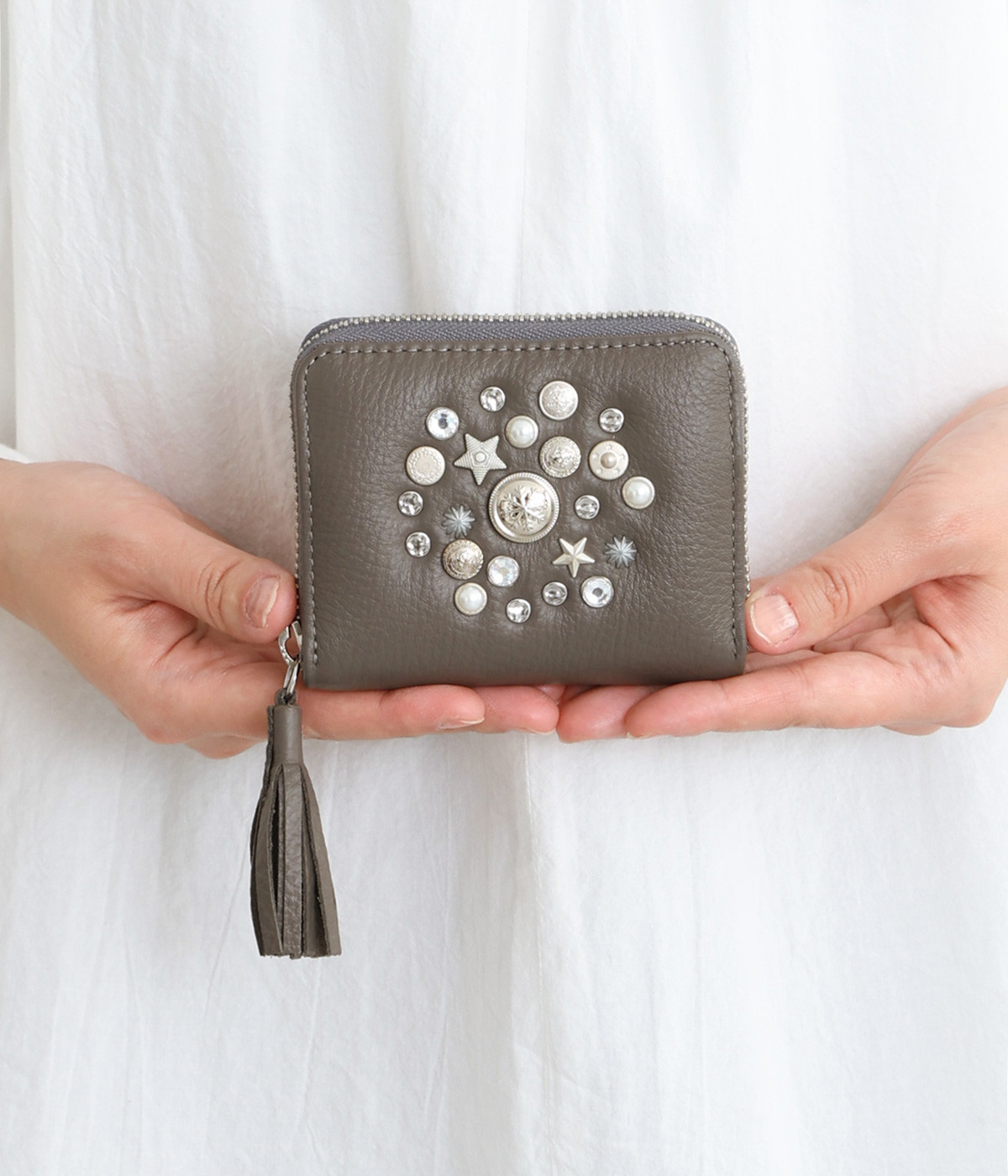 マルチスタッズ ジャバラカードウォレット(グレー-ONESIZE)