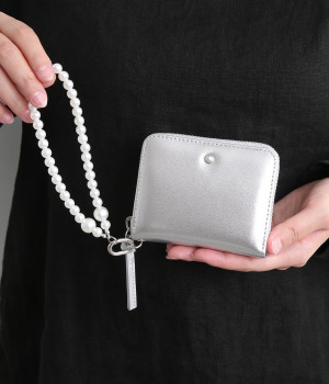 パールストラップ　ジャバラカードウォレット(シルバー-ONESIZE)