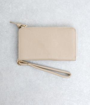 ドット型押しストラップL字ロングウォレット(ベージュ-F)