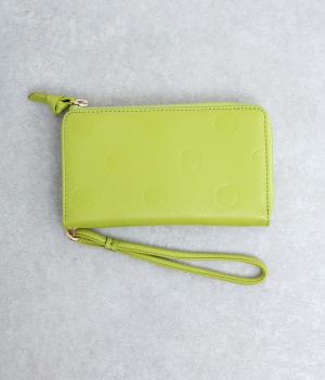 ドット型押しストラップL字ロングウォレット(グリーン-F)