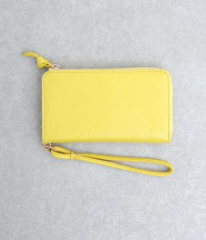 ドット型押しストラップL字ロングウォレット(イエロー-F)