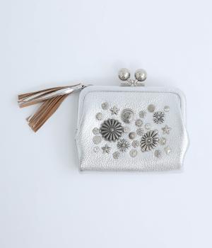 マルチスタッズ・がま口2つ折りウォレット(シルバー-F)