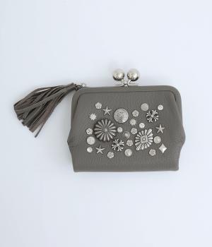 マルチスタッズ・がま口2つ折りウォレット(グレー-F)