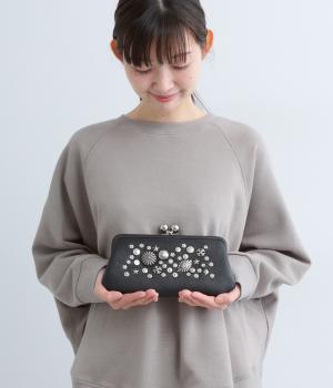 マルチスタッズ・がま口ロングウォレット(ブラック-F)